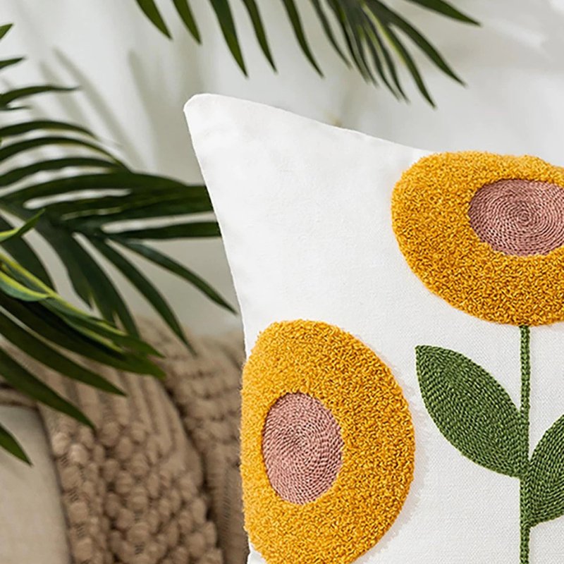 Funda de Almohada con Bordado Floral