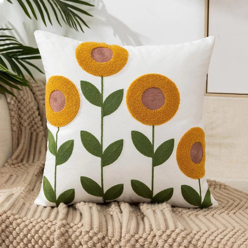 Funda de Almohada con Bordado Floral