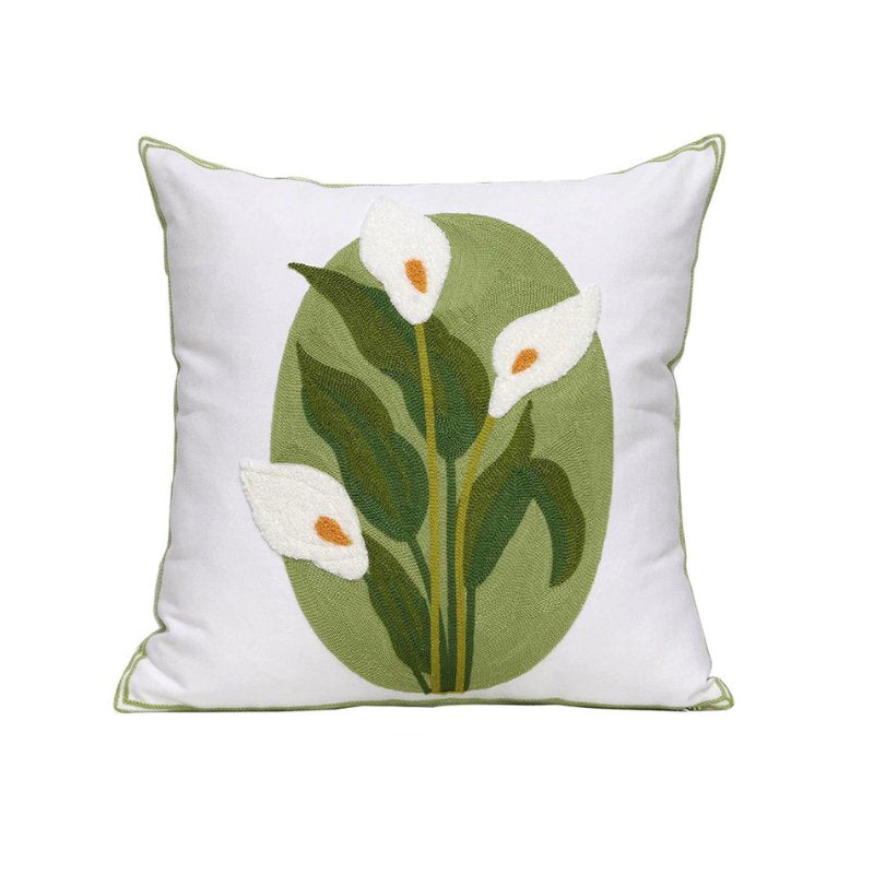 Funda de Almohada Bordada con Flor