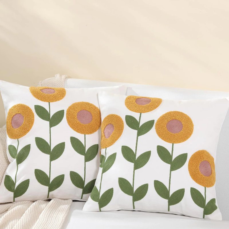 Funda de Almohada con Bordado Floral