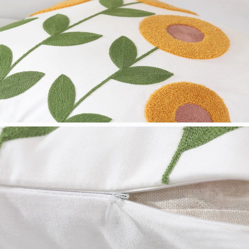 Funda de Almohada con Bordado Floral