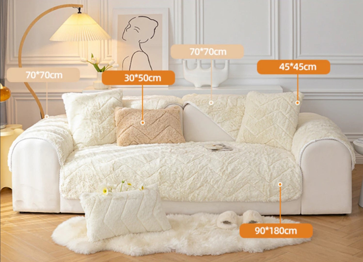 Funda de Sofá Antideslizante de Peluche